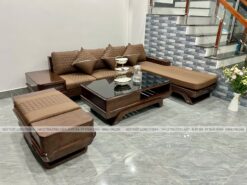 Sofa Gỗ Góc L Chân Vát
